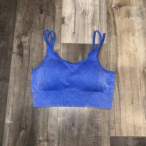 Yogalicious Womens Blue Stone Wash Seamless Seaside Sports Bra Medium